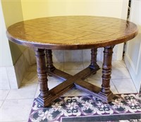 Round Vintage Coffee Table - Woven Wood