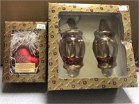 Two Boxes of Dillard’s Glass Christmas Ornaments