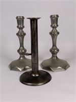 Stieff Pewter candleholders & courting candle