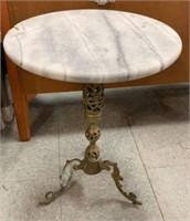 Marble Top Side Table with Ornate Brass Base