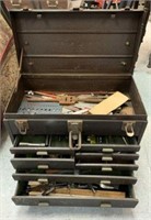 4-Drawer Metal Tool Box with Contents