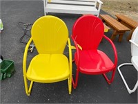 Red & Yellow metal lawn chairs