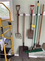 Shovels, fork & broom