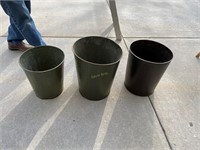 3 metal trash cans