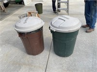 2-trash cans w/lids
