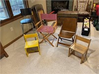 5-chairs-old wood folding, child's, etc