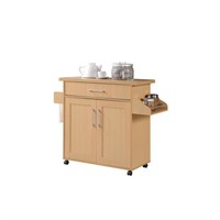 Beech Kitchen Island with Spice Rack