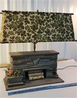 Retro Stone fireplace lamp with original shade