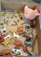 Box of little toys -tin circus?, Dogs, etc ...