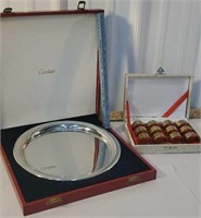 Cartier platter and set of 12 napkin rings