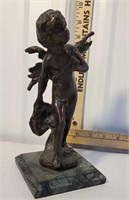 Bronze? Figure of an angel on marble base