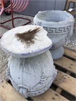 Pair, cement planters,16"T X 14" round