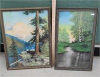 2 - 1930s pastels - trees with stream & mountain