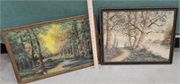2 - 1930s ish pastel paintings  - trees