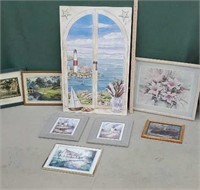 Box art - several lighthouses, floral, cottages,