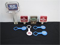 Lot of Assorted Beer Tap Handles & Bottle Caps