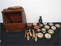 Vintage Filled Wooden Shoe Shine Box