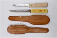 (2) NOS Kabar Fillet Knives W/ Leather Sheaths