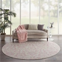 Jubilant 8' Round White and Pink Area Rug