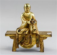 Chinese Ming Dynasty Gilt Bronze Lohan Statue