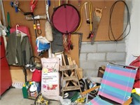 pile and items on peg board