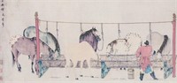 Chinese Print on Paper Horses