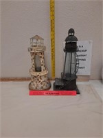 2 light house candle holders