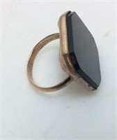 VTG. 14KT GOLD RING w ONYX STONE, 3g, SIZE 3