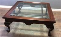 VINTAGE GLASS TOP COFFEE TABLE