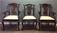 3 VINTAGE CHIPPENDALE STYLE CHAIRS