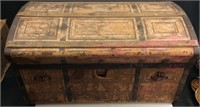 ANTIQUE DOME TOP TRUNK, SOME DAMAGE