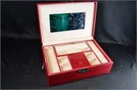 LIKE NEW RED JEWELLERY BOX w/ KEY