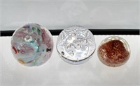 (3) GLASS PAPERWEIGHTS