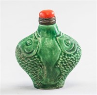 Chinese Porcelain Double Fish Snuff Bottle