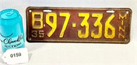 1935 Antique Vintage Minnesota License Plate