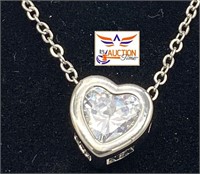 Rhodium Coated Sterling Silver Heart Necklace