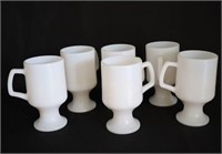 Six (6) Milk Glass Pedestal Mugs