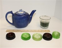 Tea Pot & Glass Casters