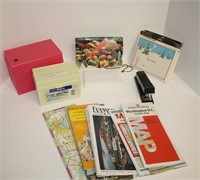 Vintage Maps, Recipe File Boxes & Cards