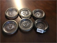 6- silver and glass coasters
