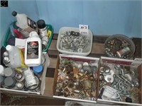 6 Containers Of Misc Bin Bolts, Pipe Fittings,