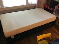 Twin bed, memory foam mattress w drawers.