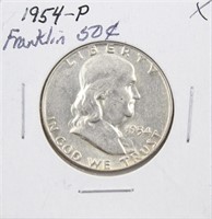 1954-P Franklin Silver Half Dollar Coin