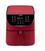 Premium 5.8 Qt. Red Air Fryer with Skewer Rack Set