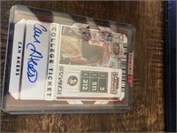 Contenders College Ticket Cam Akers On Card Auto