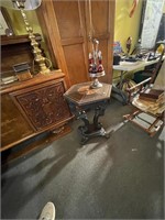 Antique Inlaid Lacquered Table with Drawer