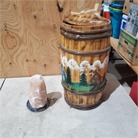 20"H Painted Nail Keg, Salt Stone