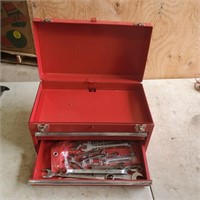 Steel Tool Box w Wrenches