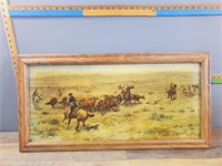 34"×16" CM Russell Cowboys in Action Canvas