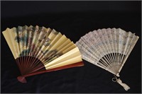 Pair of Asian Paper Hand Fans